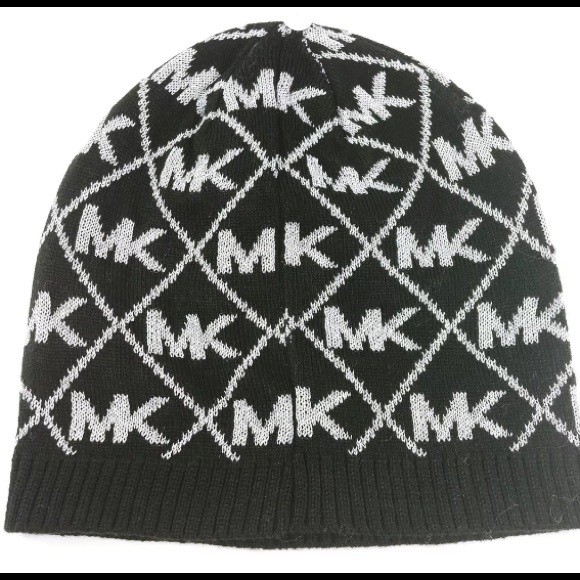 Michael Kors MK Logo Knit Beanie Black/Silver NWT - Picture 8 of 8
